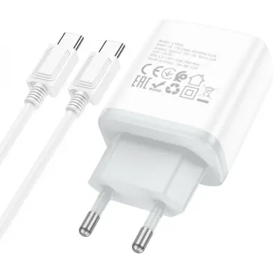 Сетевое зарядное устройство C104A PD 20W + Кабель Type-C to Type-C White, Белый