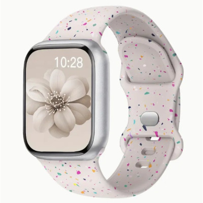 Ремінець Apple Watch 38мм Силікон Confetti Білий (Starlight)
