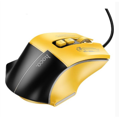 Проводная игровая мышка с подсветкой Hoco GM31 Black-Yellow, Чорно-Желтая