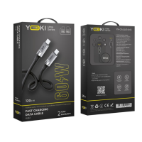 Кабель дата Yoki Type-C to Type-C 1м 60W Чорно-сірий (YK-CAUL614M2) Кабель дата Yoki Type-C to Type-C 1м 60W Чорно-сірий (YK-CAUL614M2)