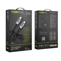 Кабель дата Yoki Type-C to Type-C 1м 60W Чёрно-серый (YK-CAUL614M2)