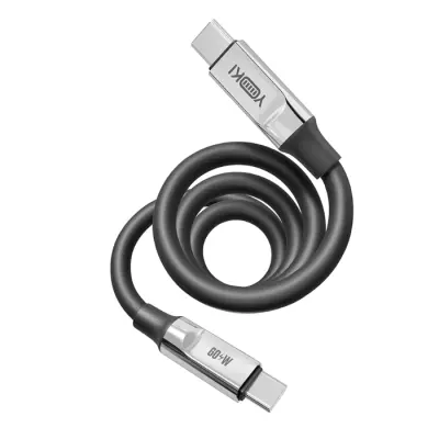 Кабель дата Yoki Type-C to Type-C 1м 60W Чёрно-серый (YK-CAUL614M2)