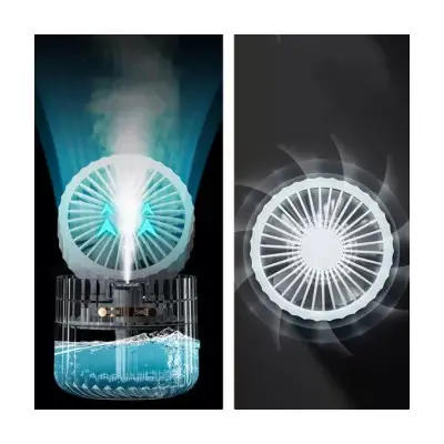 Настільний вентилятор Rapid Cooling 3in1 з водяним охолодженнямі підсвічуванням 1200 mAh Білий Настільний вентилятор Rapid Cooling 3in1 з водяним охолодженнямі підсвічуванням 1200 mAh Білий