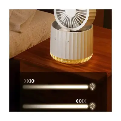 Настільний вентилятор Rapid Cooling 3in1 з водяним охолодженнямі підсвічуванням 1200 mAh Білий Настільний вентилятор Rapid Cooling 3in1 з водяним охолодженнямі підсвічуванням 1200 mAh Білий