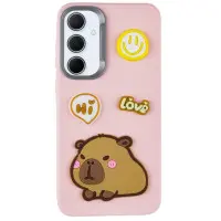 Чехол накладка LeatherToys Samsung A356 (A35 5G) Capybara Розовая
