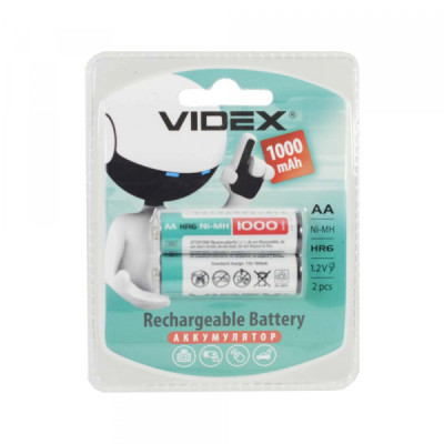 Аккумулятор VIDEX R06 AA 1000 mAh (2од/уп) пальчиковий