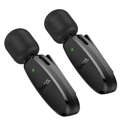 Бездротовий петличний мікрофон Hoco L15 Lightning + Type C Чорний