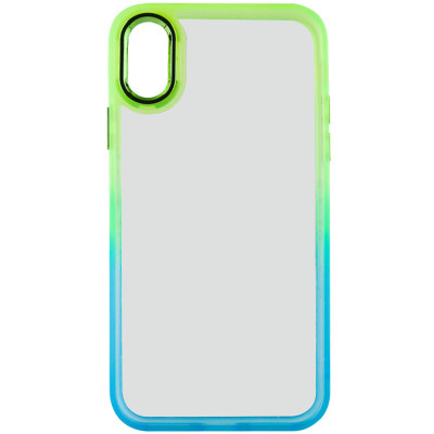 Чехол накладка Fresh sip iPhone X Бирюзовый/ Лимонный