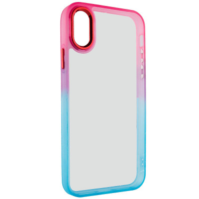 Чехол накладка Fresh sip iPhone X Бирюзовый/ Розовый