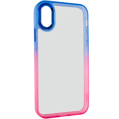 Чехол накладка Fresh sip iPhone X Розовый/ Синий