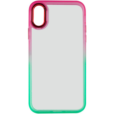 Чехол накладка Fresh sip iPhone X Салатовый/ Розовый