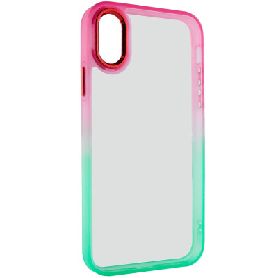 Чехол накладка Fresh sip iPhone X Салатовый/ Розовый