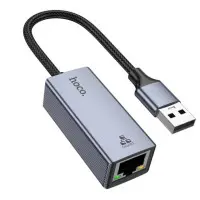 Кабель Hoco UA37 USB -  ethernet adapter Срібний