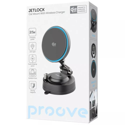Автодержатель Proove JetLock Qi2.2  25W Black, Черный