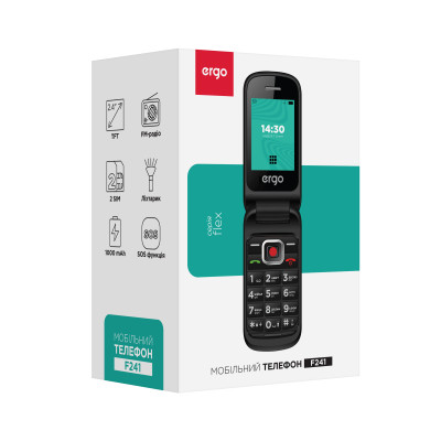 Мобільний телефон Ergo F241 Dual Sim Black, чорний