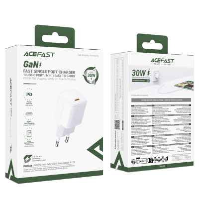 Мережевий зарядний пристрій ACEFAST A118 PD30W mini GaN USB-C Мережевий зарядний пристрій ACEFAST A118 PD30W mini GaN USB-C