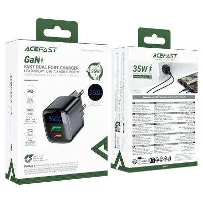 Сетевое зарядное устройство ACEFAST A116 PD35W  GaN (USB-A + USB-C) Черный