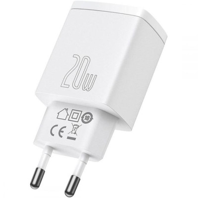Сетевое зарядное устройство Baseus 1USB+1PD Compact Q.C 20W Белый