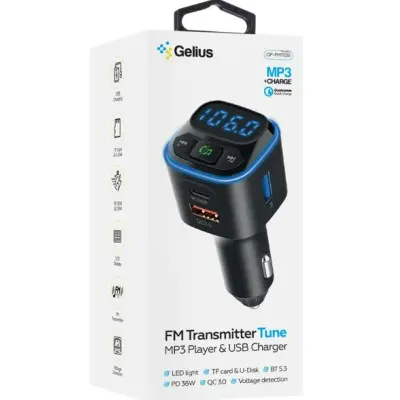 FM модулятор Gelius Tune GP-FMT051 (PD/QC) 36W Чёрный