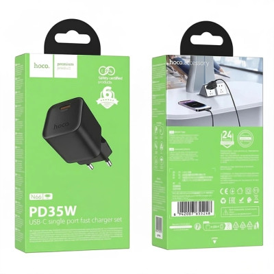 Мережевий зарядний пристрій N66 PD 35W Black, Чорний