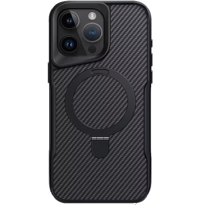 Чехол накладка Metal Buttons with MagSafe Carbon Ring iPhone 16 Pro Max Черная