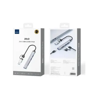 USB хаб WIWU Zolo Wi-HB003 USB-C 5 in 1 Grey, Серый
