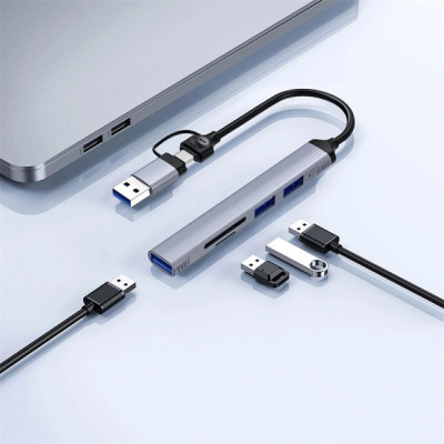 USB хаб WIWU Zolo Wi-HB003 USB-C 5 in 1 Grey, Серый USB хаб WIWU Zolo Wi-HB003 USB-C 5 in 1 Grey, Серый