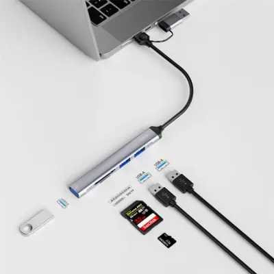USB хаб WIWU Zolo Wi-HB003 USB-C 5 in 1 Grey, Серый