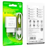 Сетевое зарядное устройство Borofone BA66A 18W QC3.0 Type-C White, Белый