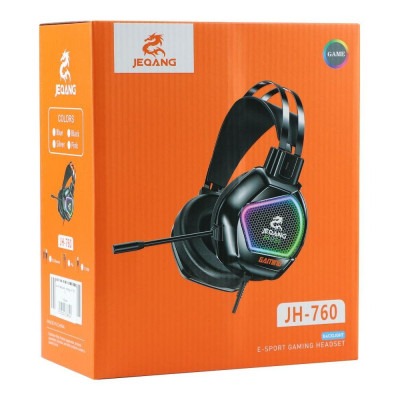 Компьютерные игровые наушники проводные с микрофоном Jeqan JH-760 7.1 Black, Черные