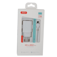Мережевий зарядний пристрій XO L35D + Кабель Type-C 2.1A White, Білий
