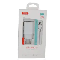 Сетевое зарядное устройство XO L35D + Кабель Type-C 2.1A White, Белый