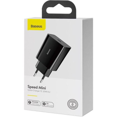 Сетевое зарядное устройство Baseus Speed Mini 20W Black, Чёрный