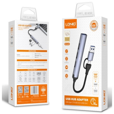 USB хаб LDNIO DS-64U USB та Type C, Сірий