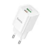 Сетевое зарядное устройство Hoco C149A 1PD+1USB 30W White, Белый