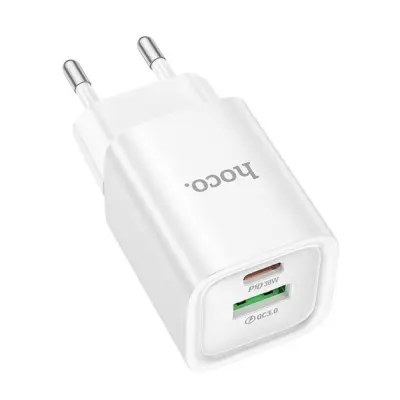 Мережевий зарядний пристрій Hoco C149A 1PD+1USB 30W White, Білий