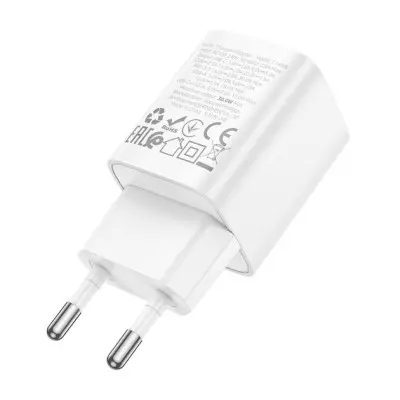 Мережевий зарядний пристрій Hoco C149A 1PD+1USB 30W White, Білий