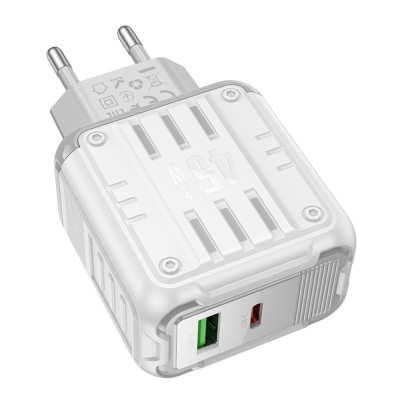 Сетевое зарядное устройство Hoco C136A PD 45W Type-C + USB, Белый