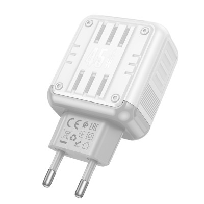 Сетевое зарядное устройство Hoco C136A PD 45W Type-C + USB, Белый