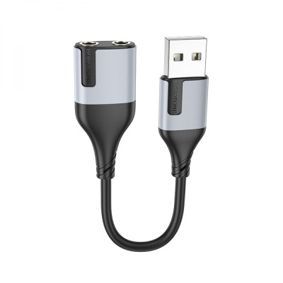 Адаптер Borofon BV19 2-port USB to 3.5mm External Sound Card Чорний