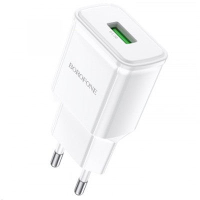 Мережевий зарядний пристрій Borofone USB BA59A QC3.0 White, Білий