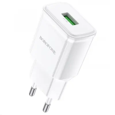 Мережевий зарядний пристрій Borofone USB BA59A QC3.0 White, Білий