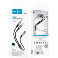 Кабель AUX Hoco UPA21 0.25м 2in1 Металевий Сірий