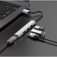 USB хаб Hoco HB26 Type-C 4in1 Grey, Білий USB хаб Hoco HB26 Type-C 4in1 Grey, Білий