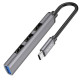 USB хаб Hoco HB26 Type-C 4in1 Grey, Металевий Сірий USB хаб Hoco HB26 Type-C 4in1 Grey, Металевий Сірий