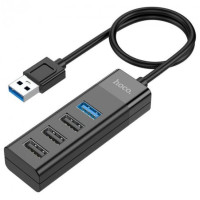 USB хаб Hoco HB25 4in1 Black, Черный