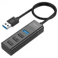 USB хаб Hoco HB25 4in1 USB Black, Чорний