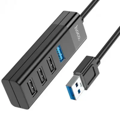 USB хаб Hoco HB25 4in1 USB Black, Чорний