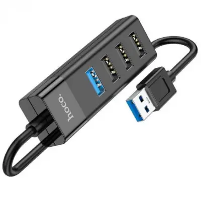 USB хаб Hoco HB25 4in1 USB Black, Чорний