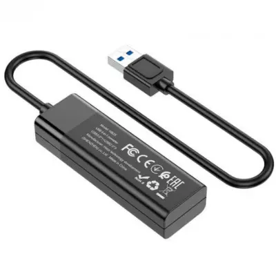 USB хаб Hoco HB25 4in1 USB Black, Чорний